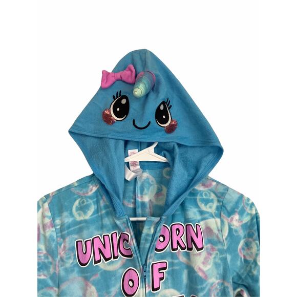 Justice Girl's Unicorn One-Piece Sleep Pajamas Kid's Youth Size 6/7 - Picture 8 of 9